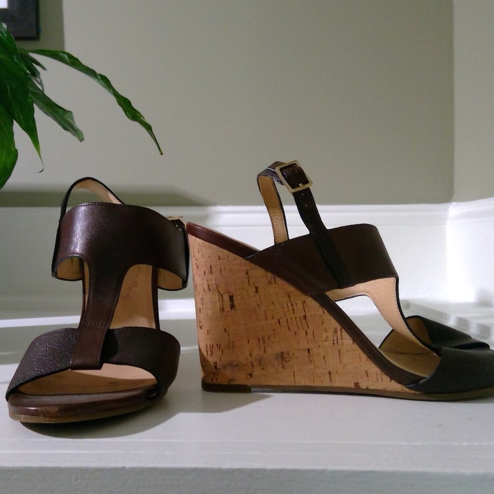 Cole Haan Wedge Leather Sandals Size 9